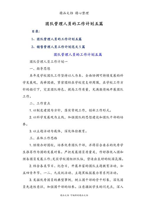 2023年团队管理工作计划(大全10篇)(图1)