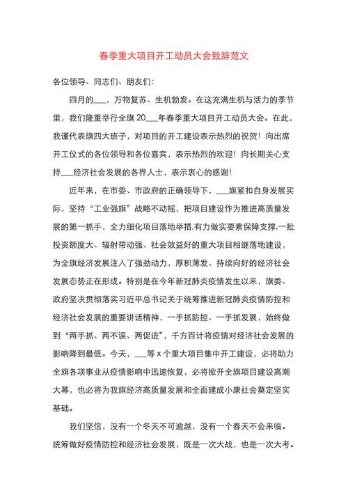 开工动员会议领导讲话稿(图1)