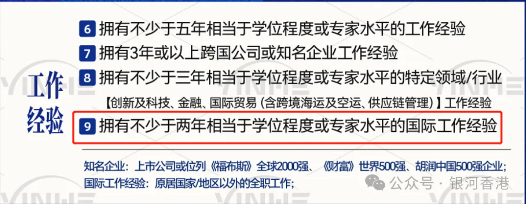 香港优才计划新政12项准则解读：4类工作经验要求（名企+国际+年限+行业）！(图3)