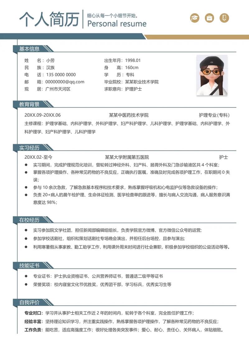 护士个人简历自我评价100字(图1)